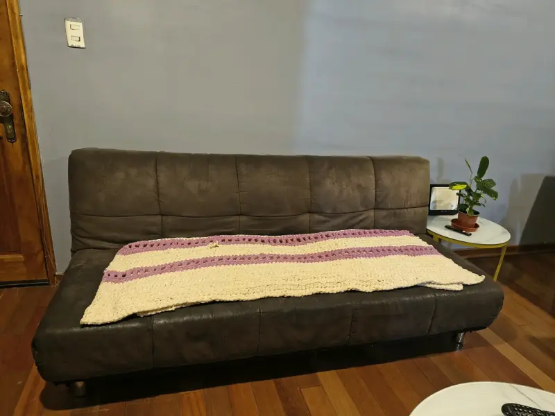 Sofá cama de tela café - 3