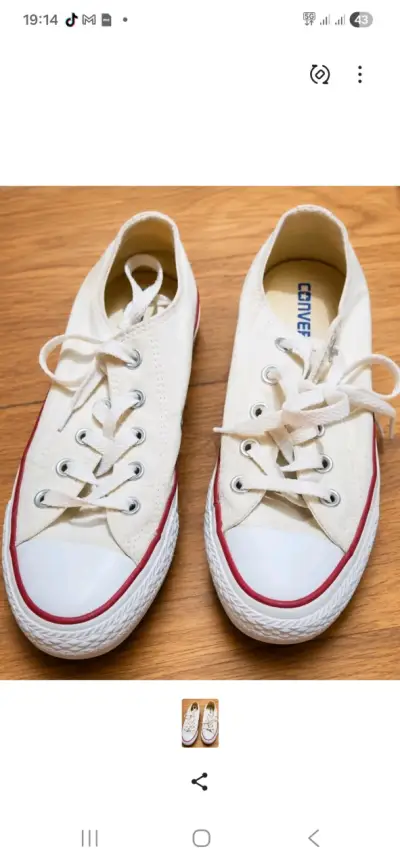 Zapatillas blancas de lona Converse clásicas - miniatura 2