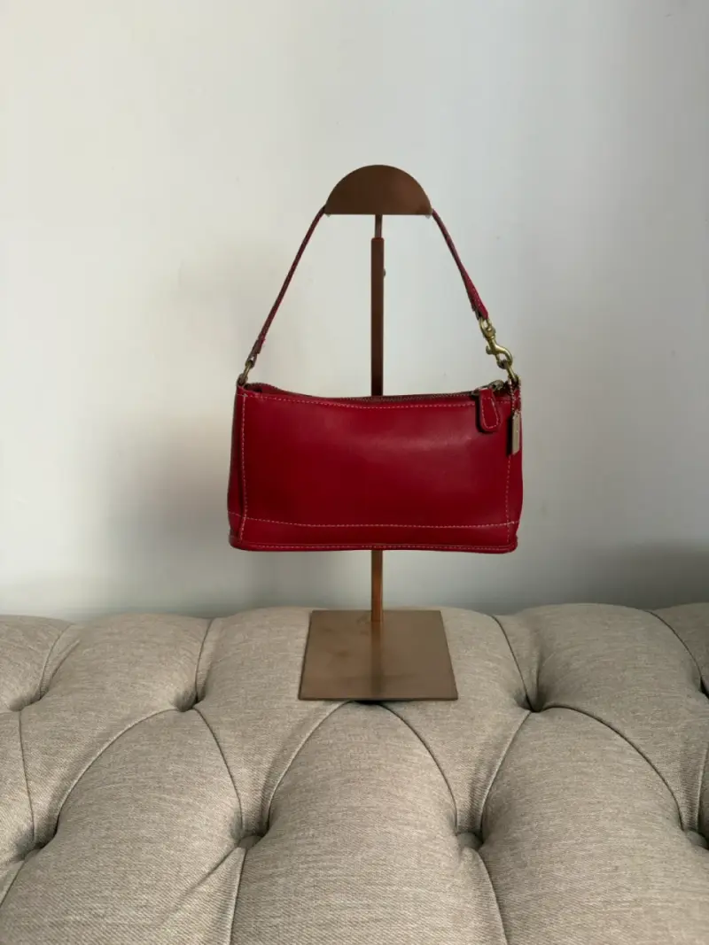 Cartera de cuero roja coach - 1