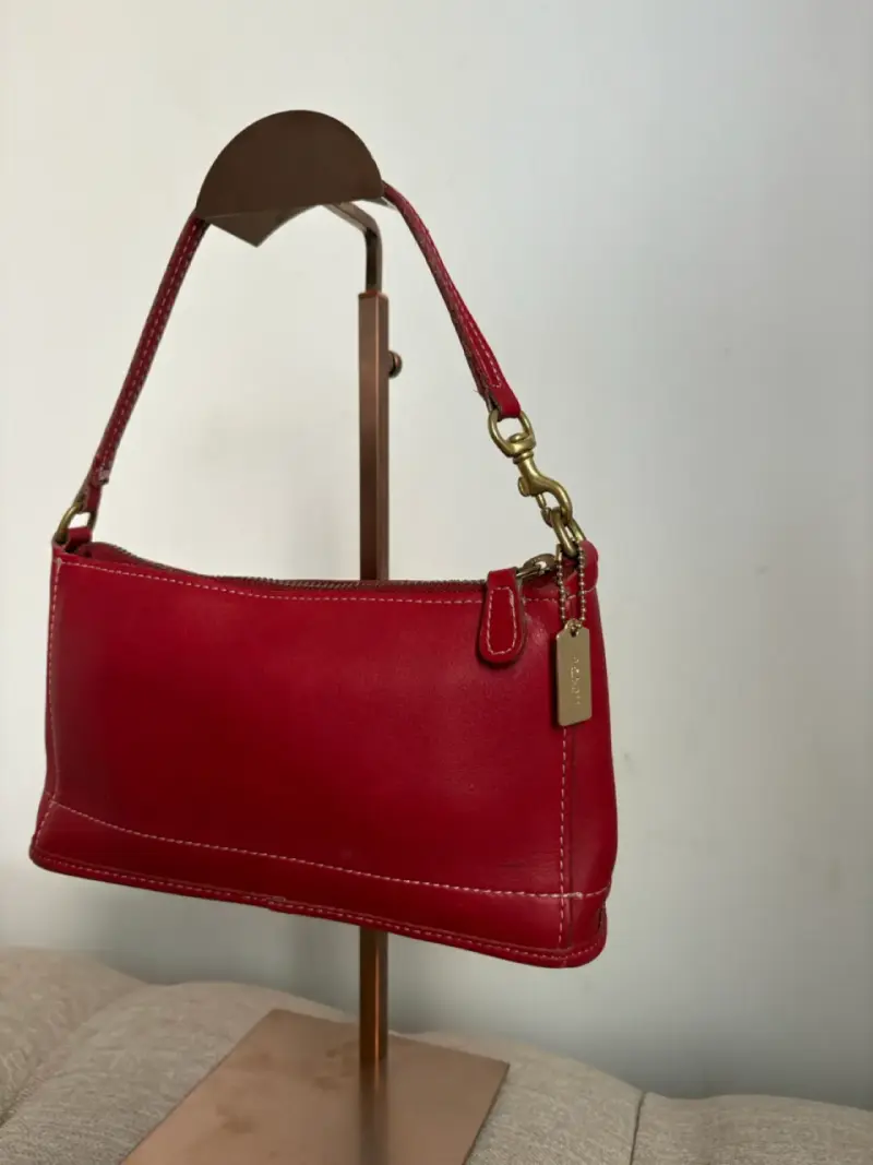 Cartera de cuero roja coach - 2