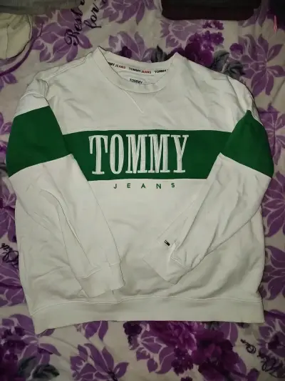 Polerón Tommy Jeans blanco y verde para hombre - miniatura 1