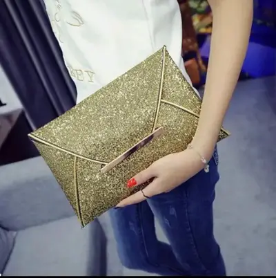 Cartera de Mano Dorada Brillante para Mujer - miniatura 1