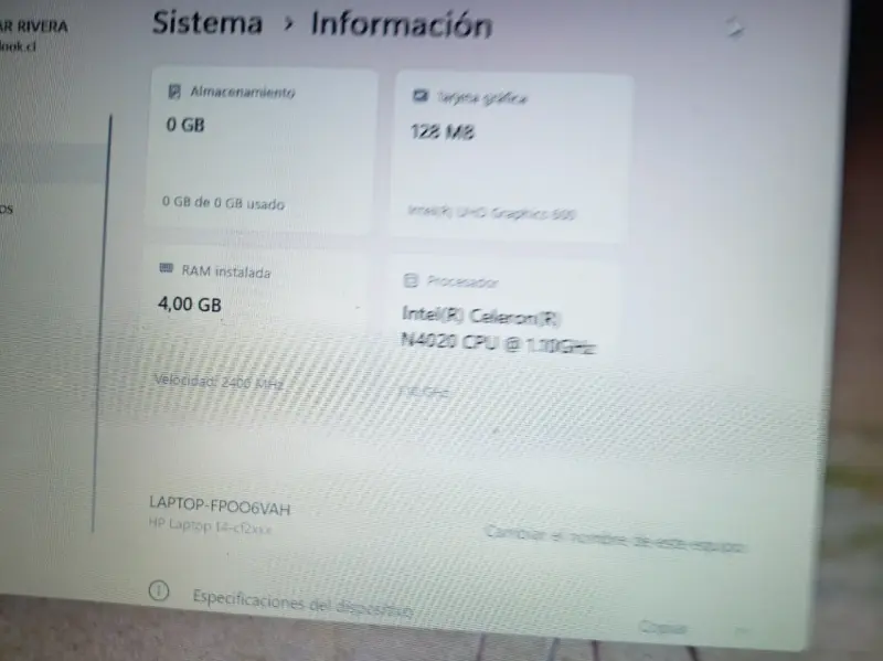 Laptop HP con Intel Celeron N4020 y 4GB RAM - 4