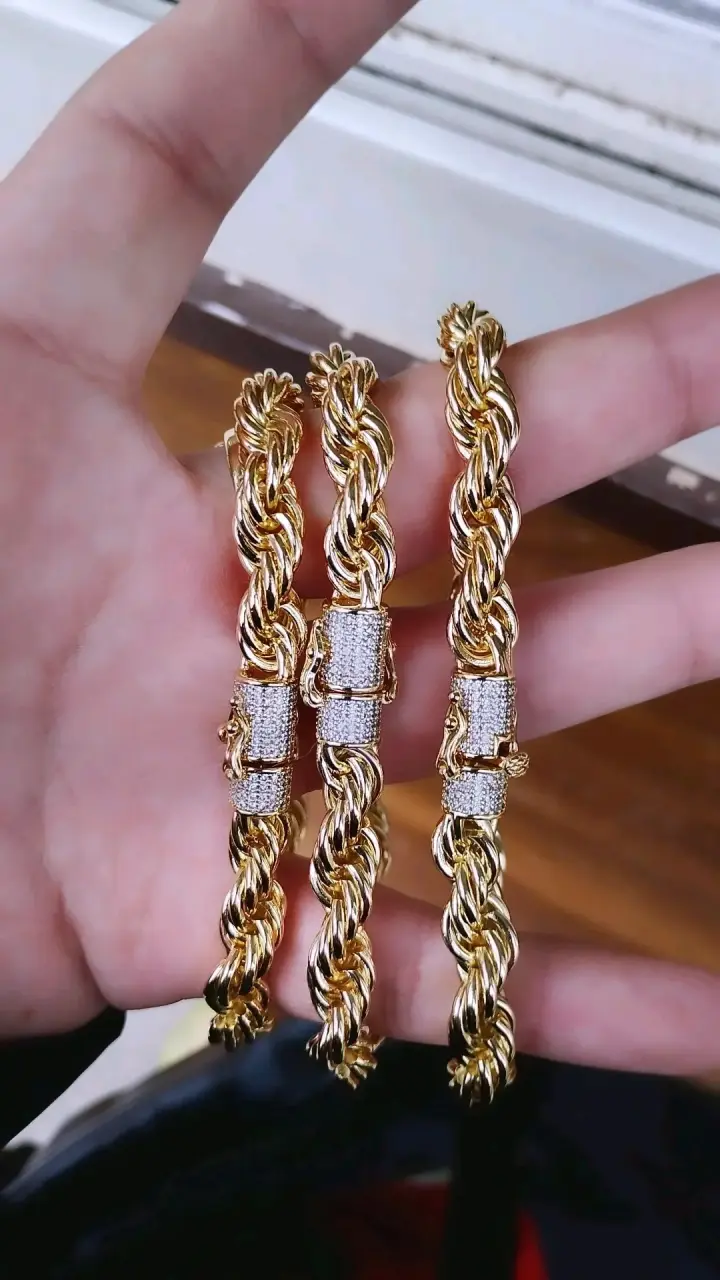 Pulsera de oro golfield 14k trenzada enchapado - 2