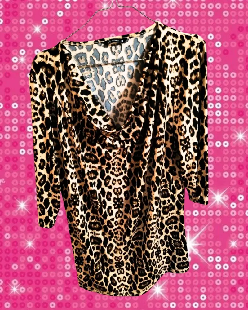 Blusa animal print Leopardo con Cuello Drapeado