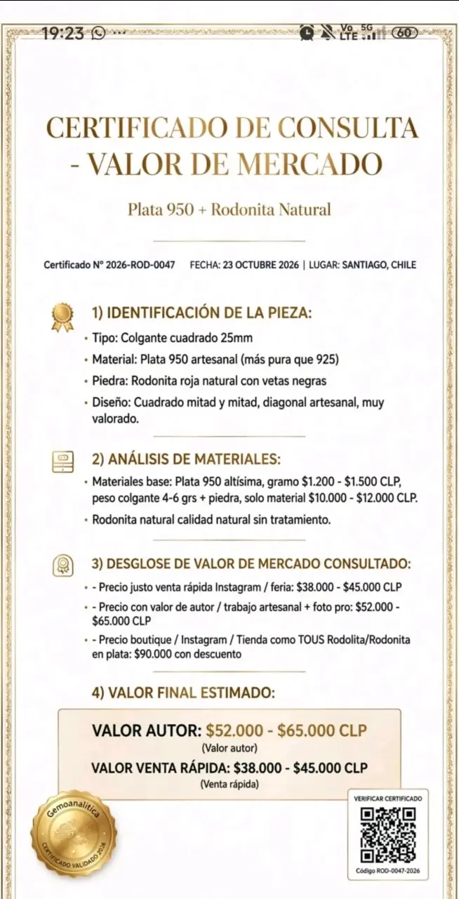 Colgante de Plata 950 con Rodonita Natural - 4