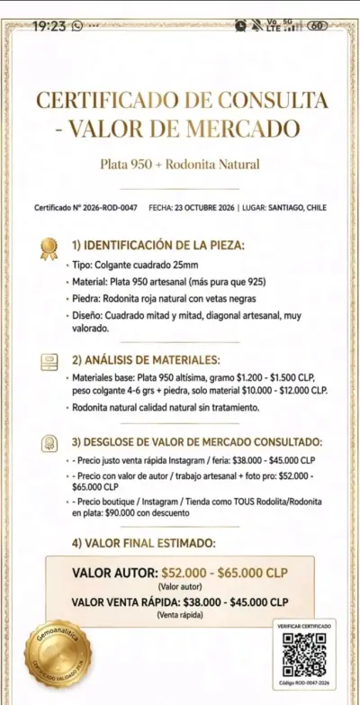 Colgante de Plata 950 con Rodonita Natural - miniatura 4