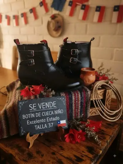 Botines de cuero negro para mujer talla 39 - miniatura 2
