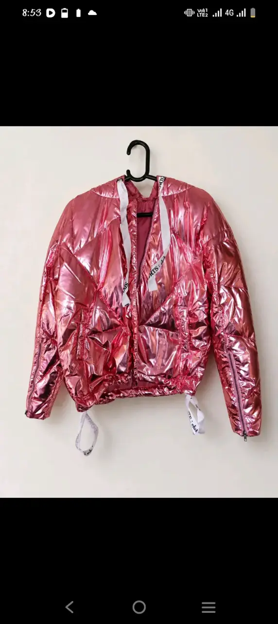 Chaqueta metálica rosa para mujer talla M - 1