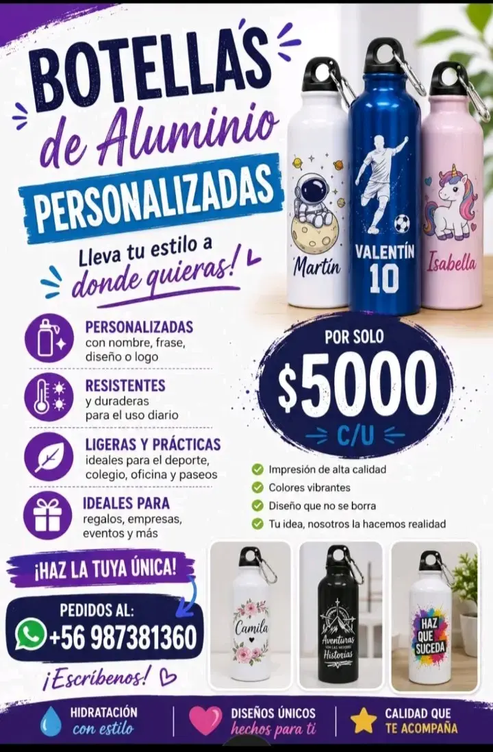 Botellas de aluminio personalizadas resistentes