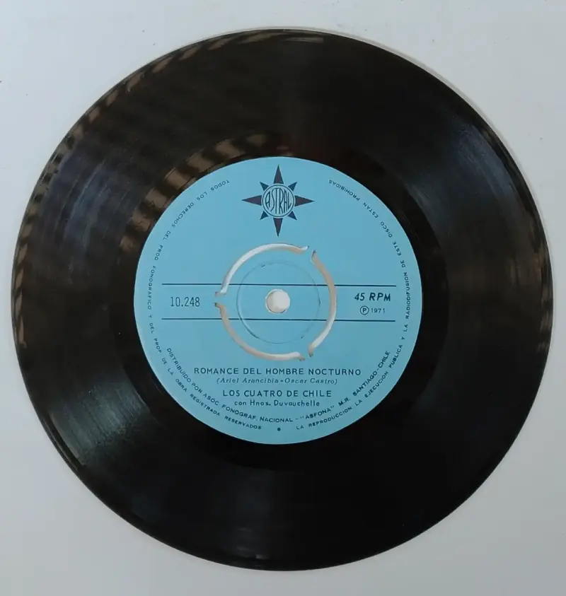Vinilo 45 RPM Romance Del Hombre Nocturno Los Cuatro de Chile - 1