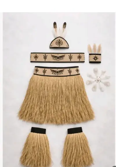 Traje Disfraz Pascuense de Rafia para Hombre - miniatura 1
