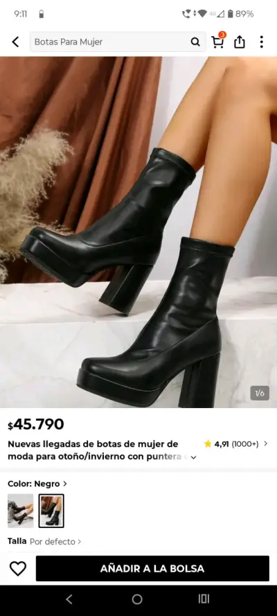 Botines de tacón alto negros TALLA 43 - miniatura 5