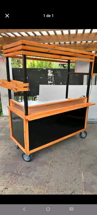 Carro de Comida Rápida con Parrilla y Ruedas - miniatura 1