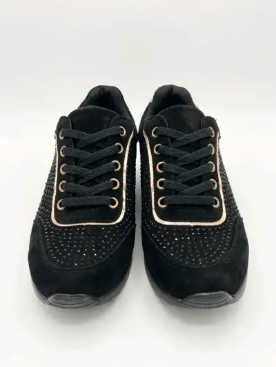 Zapatillas deportivas negras con detalles brillantes - miniatura 1
