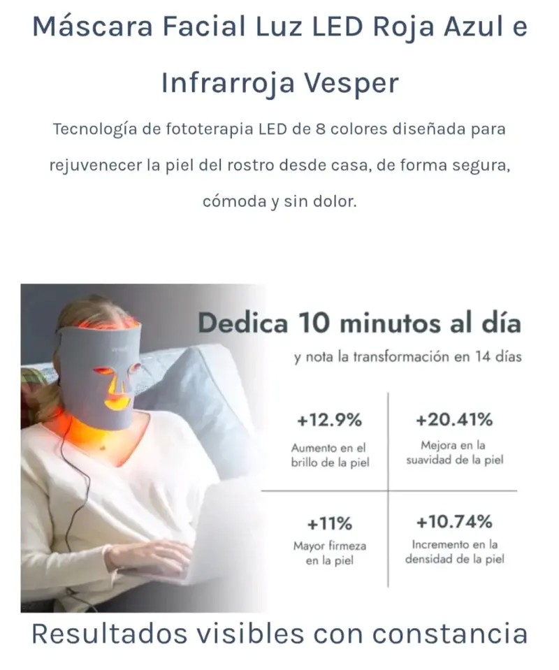 Máscara de Fotones LED he infrarrojo Facial Vesper - 5