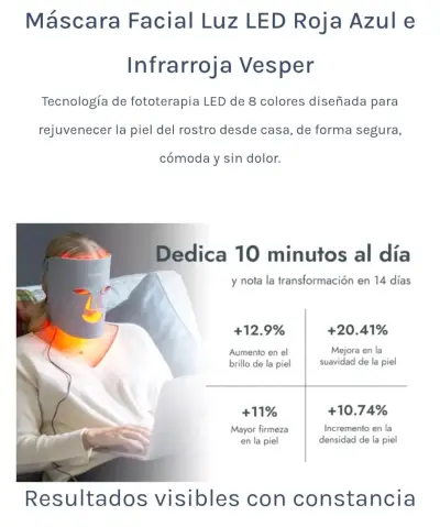 Máscara de Fotones LED he infrarrojo Facial Vesper - miniatura 5