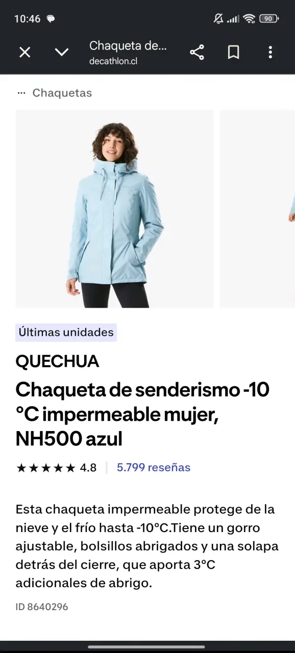 Chaqueta impermeable de senderismo Quechua NH500 azul