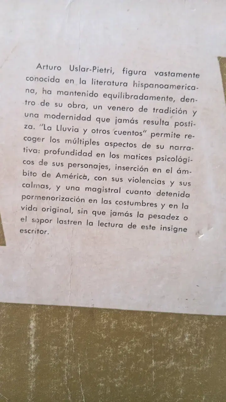 Libro 'La Lluvia y Otros Cuentos' de Arturo Uslar-Pietri - 2