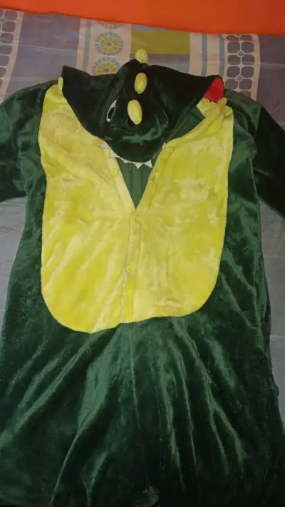 Disfraz de dinosaurio para adulto verde - miniatura 3