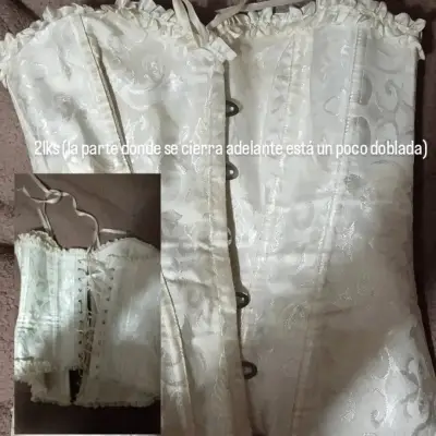 Corset blanco de encaje con cierre frontal - miniatura 1