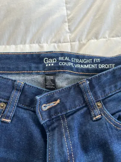 Jeans azul recto para mujer  Gap - miniatura 3