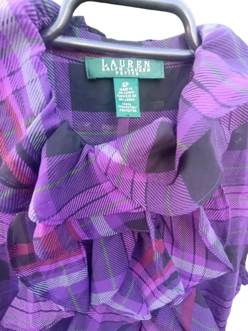 Blusa sin mangas Ralph Lauren púrpura a cuadros - 1