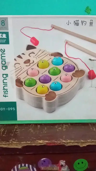 Juego de pesca magnético para niños de madera - miniatura 1