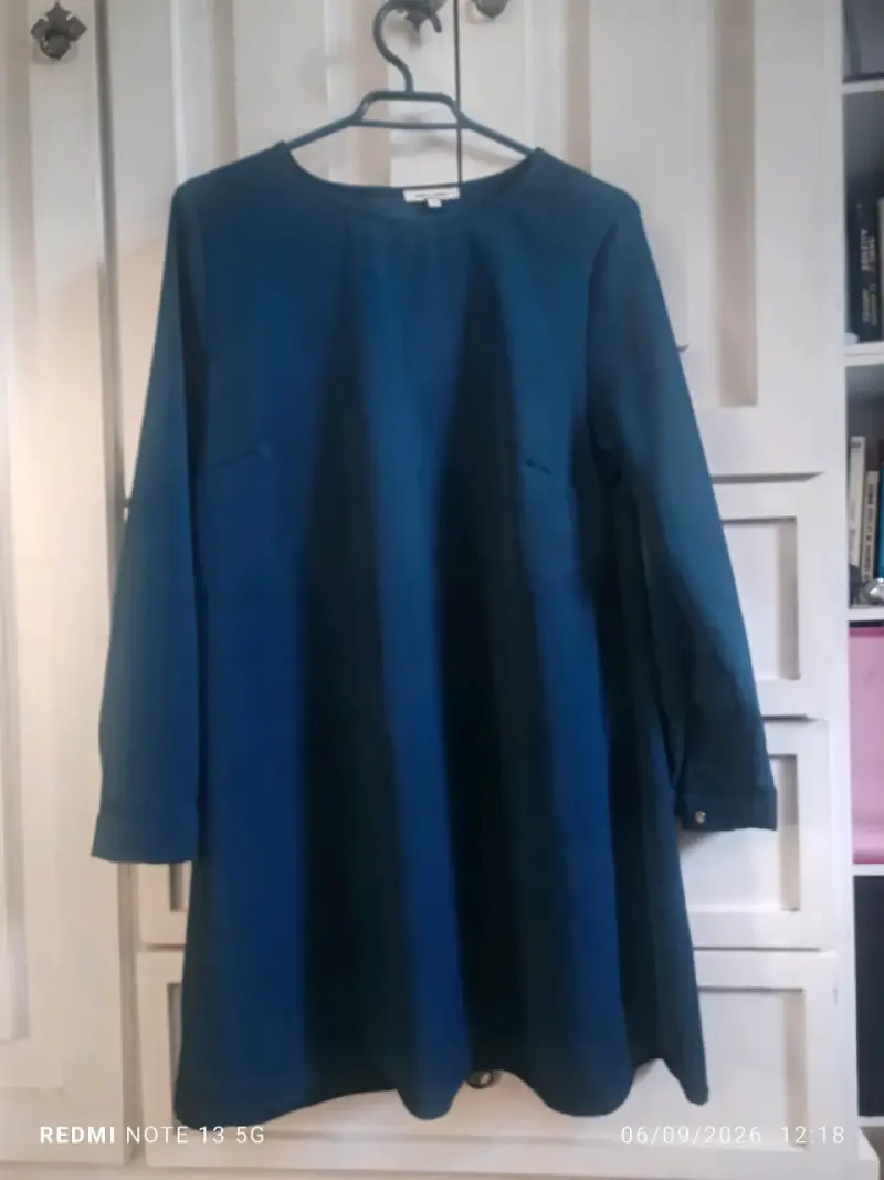 Vestido azul petróleo Jacinta Tienda con mangas largas - 2