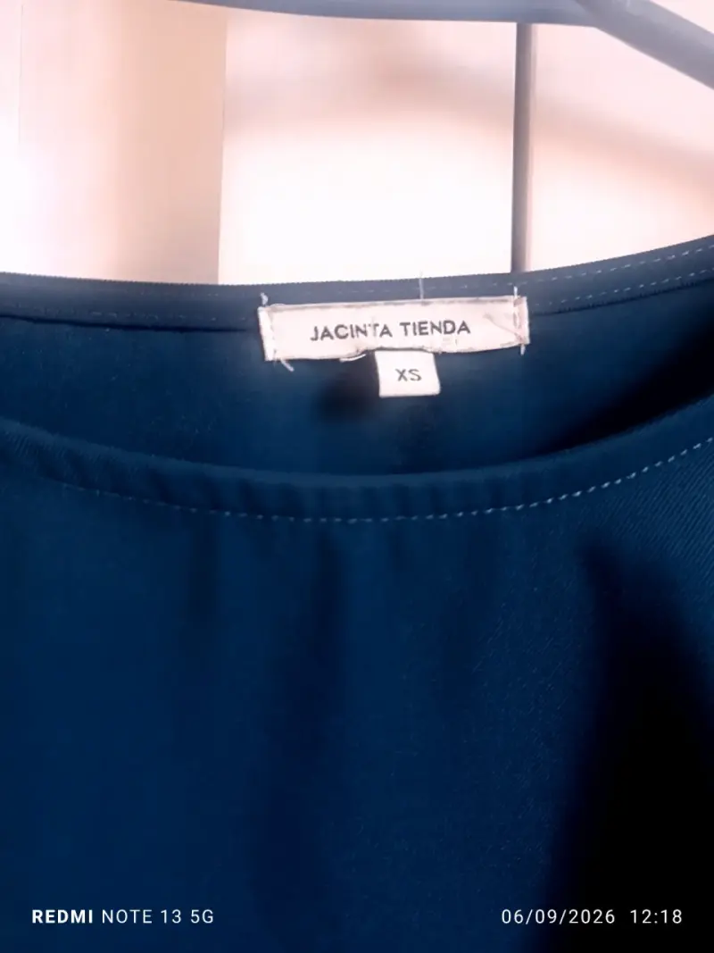 Vestido azul petróleo Jacinta Tienda con mangas largas - 3