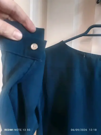 Vestido azul petróleo Jacinta Tienda con mangas largas - miniatura 4