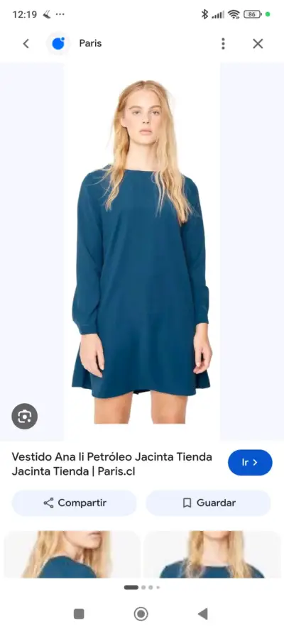 Vestido azul petróleo Jacinta Tienda con mangas largas - miniatura 1
