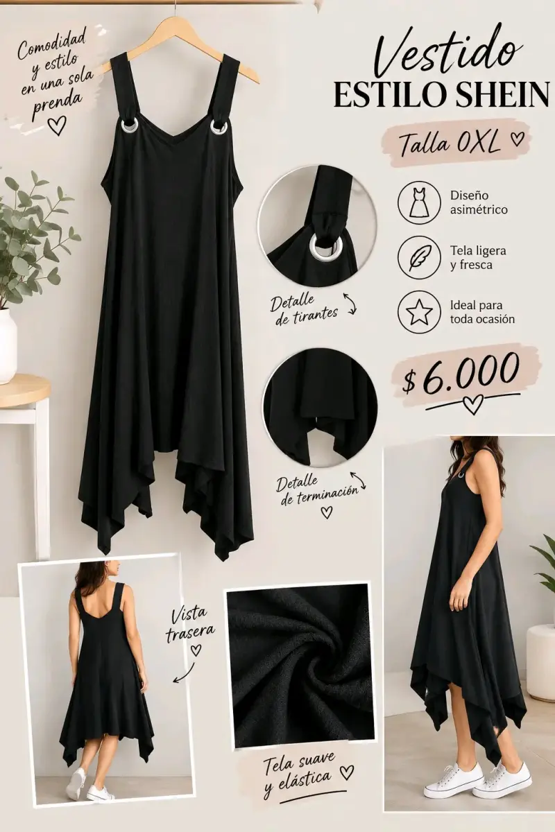 Vestido negro estilo Shein talla 0XL