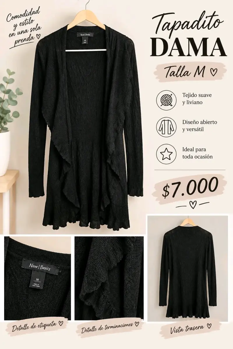 Tapadito Dama Negro Talla M