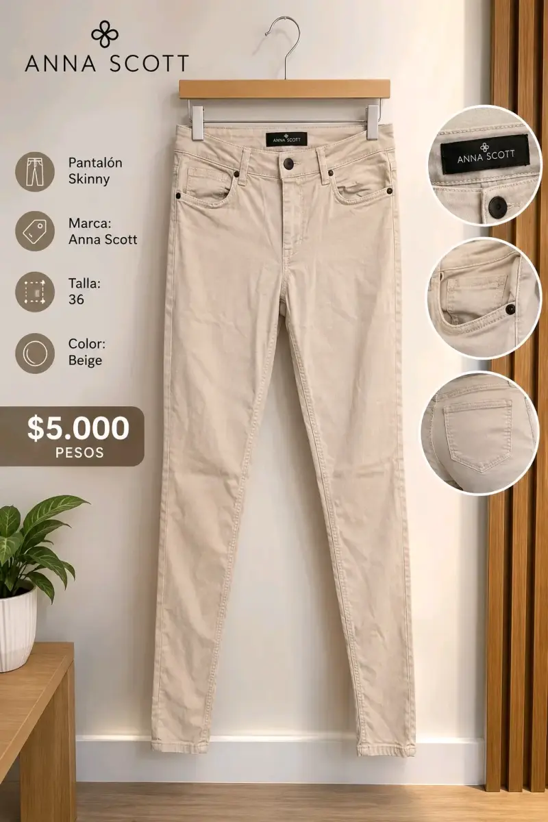 Pantalón Skinny Beige Anna Scott Talla 36