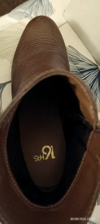 Botines de cuero marrón con tacón alto - miniatura 1