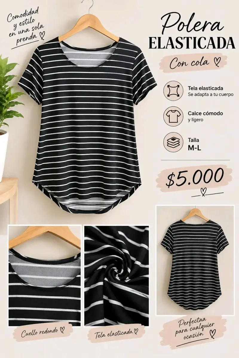 Polera Elástica a Rayas con Cola