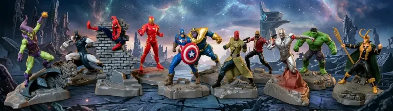 LOTE 11 FIGURAS + REVISTA MARVEL HÉROES Y VILLANOS - 1
