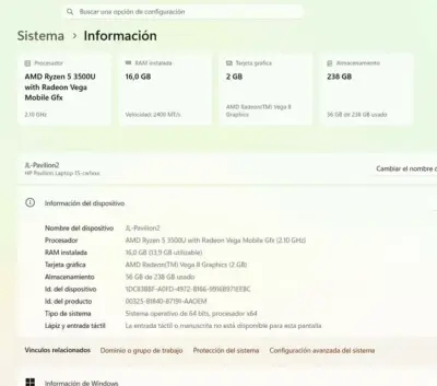 Laptop HP Pavilion Ryzen 5 16GB RAM 256GB SSD. - miniatura 3
