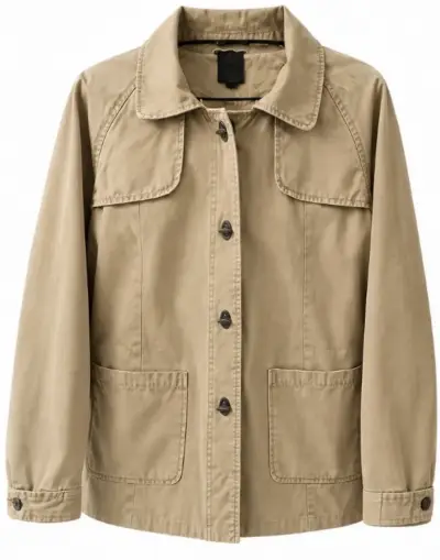 Chaqueta beige de algodón para mujer Foster - miniatura 1