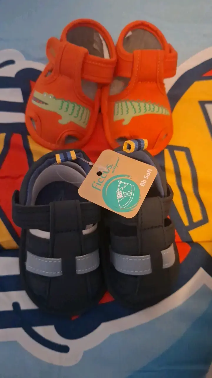 Sandalias para niños colores azul y naranja - 2