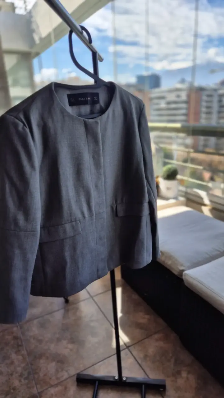 Blazer gris para mujer Zara Basic - 3