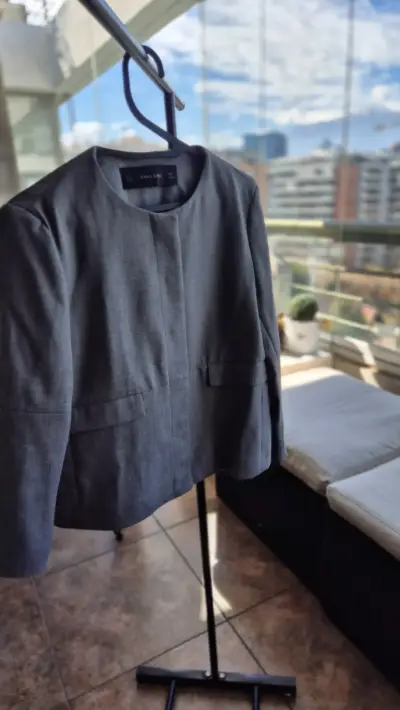 Blazer gris para mujer Zara Basic - miniatura 3