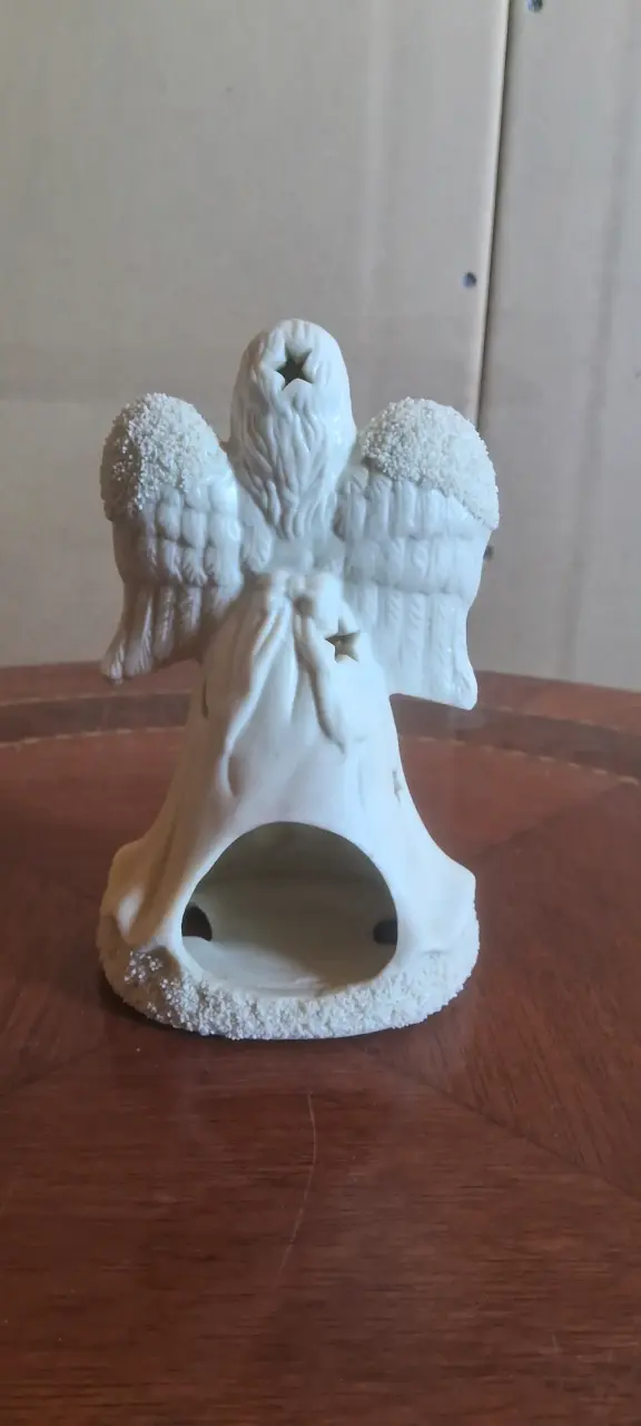 Portavelas de ángel cerámico blanco - 2