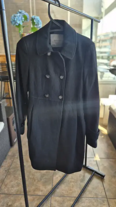 Abrigo negro de lana Zara Basic - miniatura 1