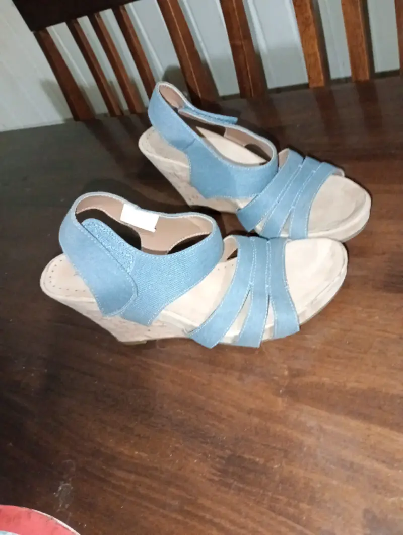 Sandalias de cuña azul para mujer - 2