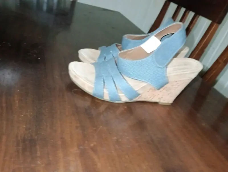 Sandalias de cuña azul para mujer - 3