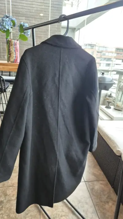 Abrigo negro de lana Zara para mujer - miniatura 2