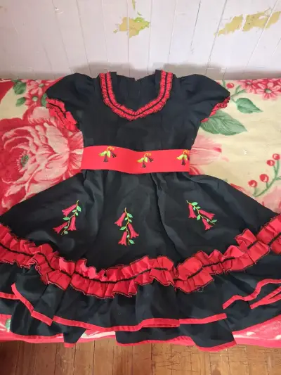 Vestido típico chileno con bordados - miniatura 1