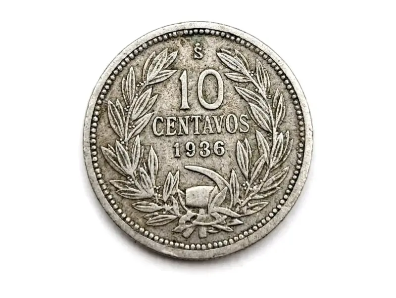 Moneda antigua de 10 centavos de 1936 Chile - 1